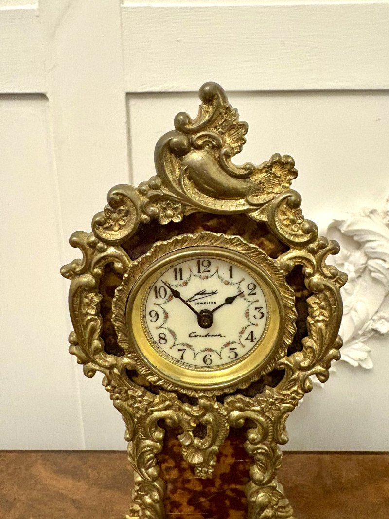 Magnificent Quality Antique Edwardian Ornate Gilded Brass Miniature Longcase Clock - Image 6